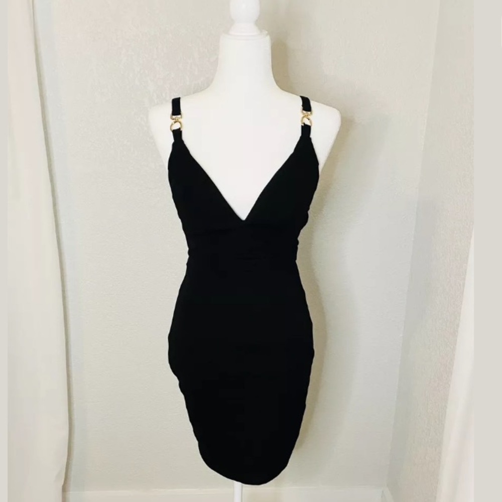 Emerald Sundae Black Sheath Ruched Bodycon Dress